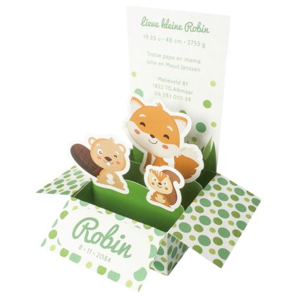 Pop up doosje "Bosdieren"