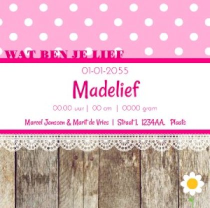 Puzzelkaart hout en roze met witte stippen