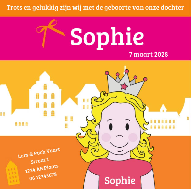 Puzzelkaart meisje met kroon Puzzelkaart meisje met kroon