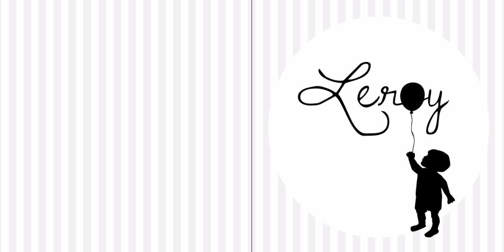 Geboortekaartje met kind en ballon op strepen Geboortekaartje met kind en ballon op strepen