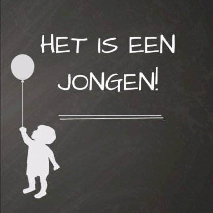 Geboortekaartje jongetje met ballon op krijt Geboortekaartje jongetje met ballon op krijt