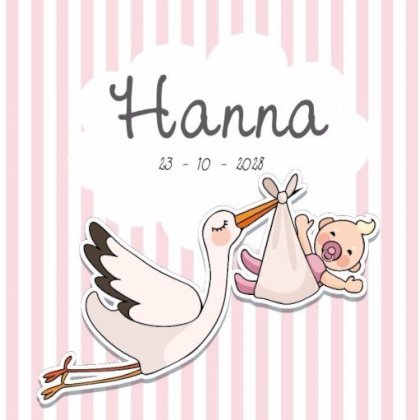 Geboortekaartje lieve ooievaar met baby op strepen Geboortekaartje lieve ooievaar met baby op strepen