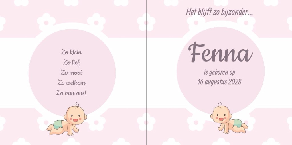 Geboortekaartje meisjes button op bloementjes Geboortekaartje meisjes button op bloementjes