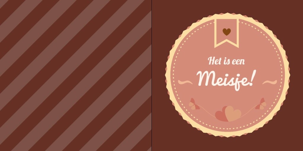 Geboortekaartje ronde kader met vlinders en hartjes Geboortekaartje ronde kader met vlinders en hartjes