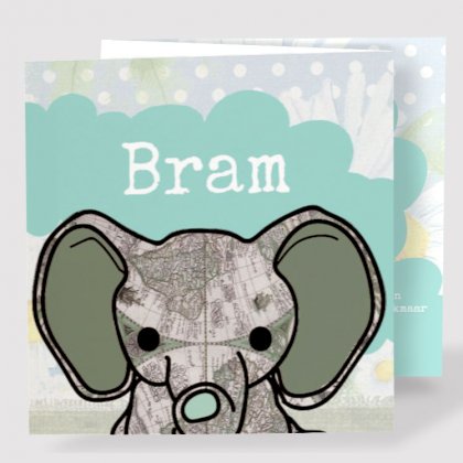 Drieluik kaart "Olifantje groen"