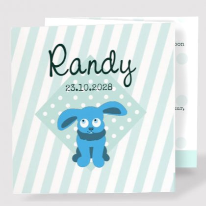 Drieluik fotokaart "Blauw konijntje"