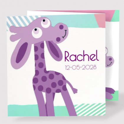 Drieluik kaart "Giraffe - paars"
