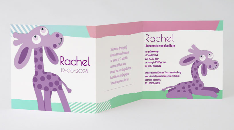 Drieluik kaart "Giraffe - paars" Drieluik kaart "Giraffe - paars"