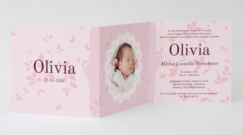 Drieluik fotokaart "Roze takjes" Drieluik fotokaart "Roze takjes"