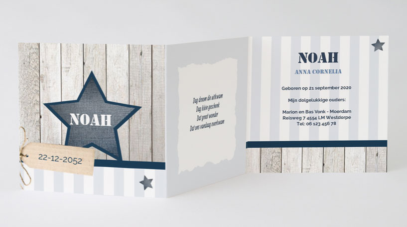 Drieluik kaart "Ster & Hout" Drieluik kaart "Ster & Hout"