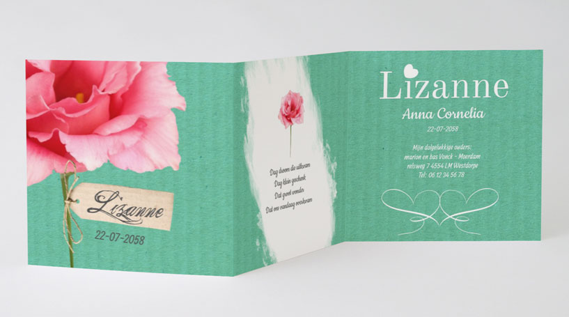 Drieluik kaart "Roos & Groen" Drieluik kaart "Roos & Groen"