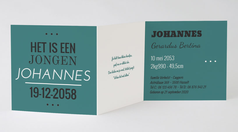 Drieluik kaart "Het is een jongen - groen" Drieluik kaart "Het is een jongen - groen"