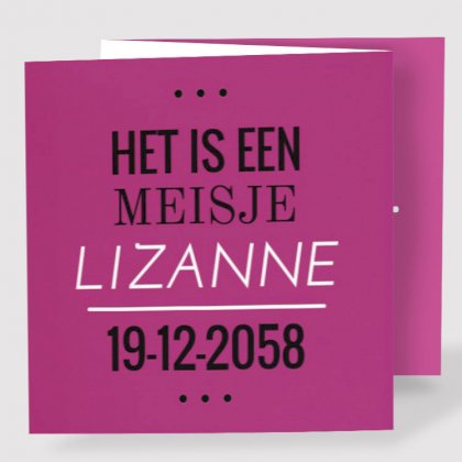 Drieluik kaart "Het is een meisje - paars" Drieluik kaart "Het is een meisje - paars"