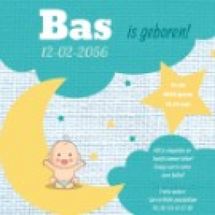 Magneetkaart "Baby op maan en ster" Magneetkaart "Baby op maan en ster"