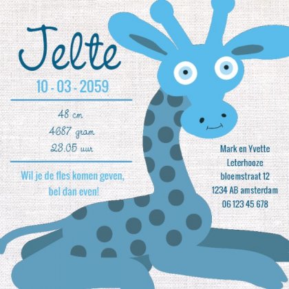 Magneetkaart "Blauwe Giraffe"