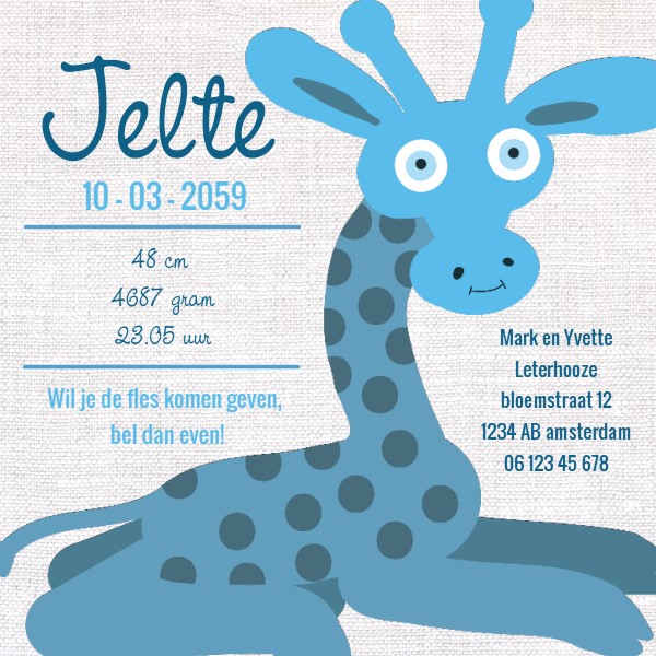 Magneetkaart "Blauwe Giraffe" Magneetkaart "Blauwe Giraffe"