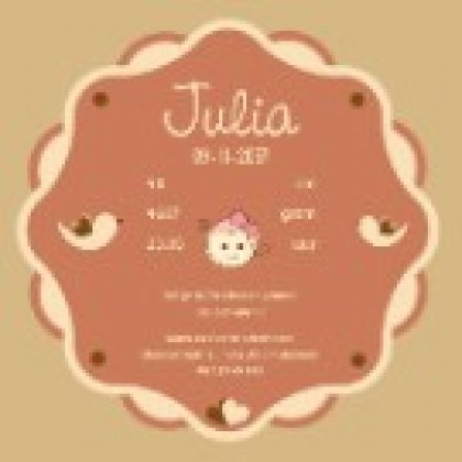 Magneetkaart "Meisje op bruine achtergrond"