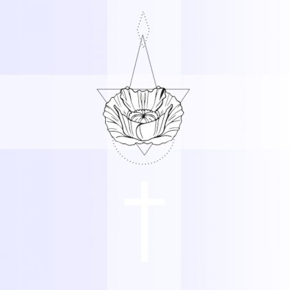 Gevouwen rouwkaart "Getekende bloem wit"