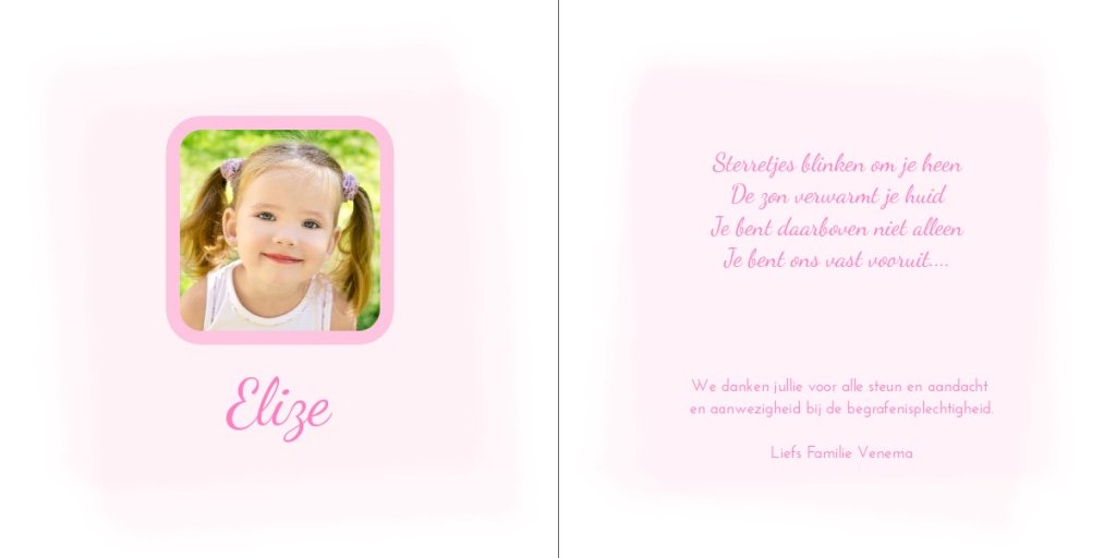 Kinder rouwkaart "Hobbelpaard roze"
