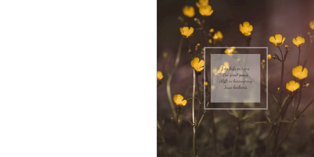 Gevouwen rouwkaart "Boterbloem" Gevouwen rouwkaart "Boterbloem"