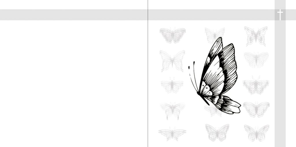 Rouwkaart Vlinders met vlinders op achtergrond en foto aan binnenzijde Rouwkaart Vlinders met vlinders op achtergrond en foto aan binnenzijde