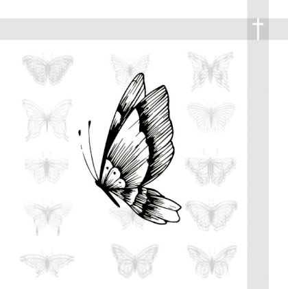 Rouwkaart Vlinders met vlinders op achtergrond en foto aan binnenzijde