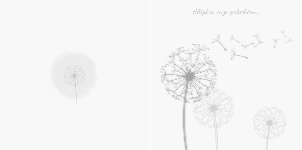 Rouwkaart paardenbloemen op grijs en foto aan binnenzijde Rouwkaart paardenbloemen op grijs en foto aan binnenzijde