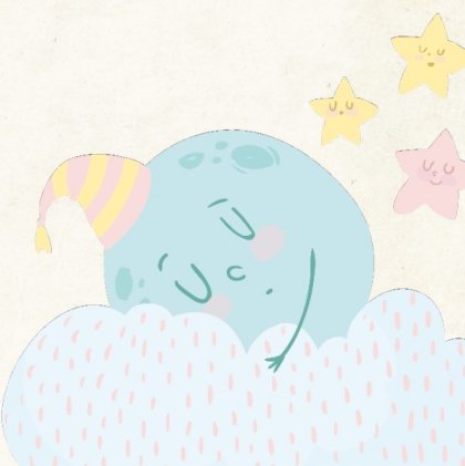 Rouwkaart lief slapend maantje op wolk met sterren en foto aan binnenzijde