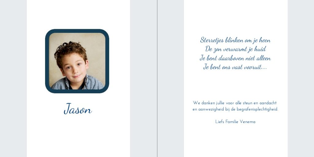 Kinder rouwkaart "Maan blauw" Kinder rouwkaart "Maan blauw"