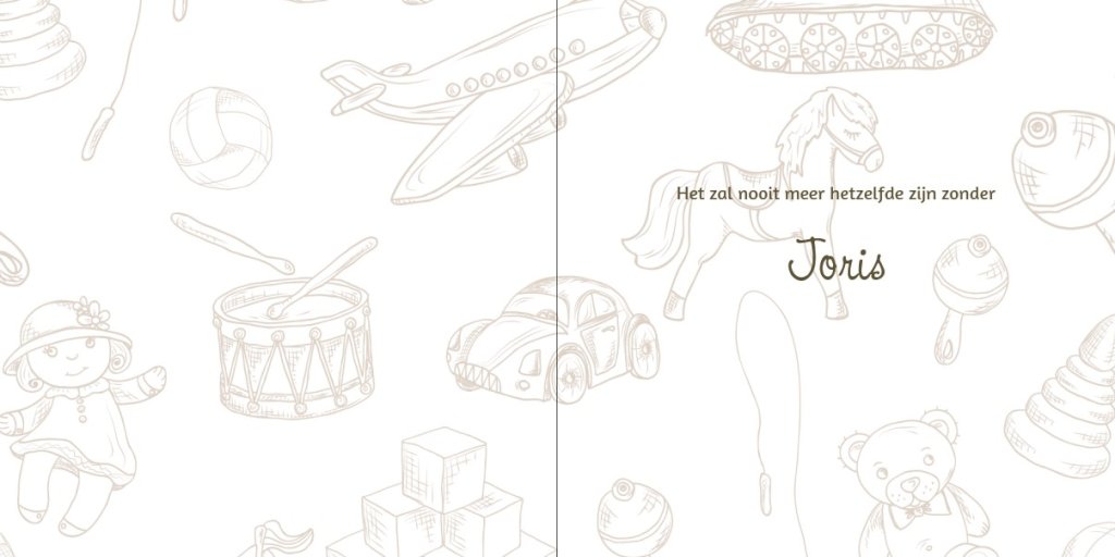 Kinder rouwkaart "Speelgoed" Kinder rouwkaart "Speelgoed"