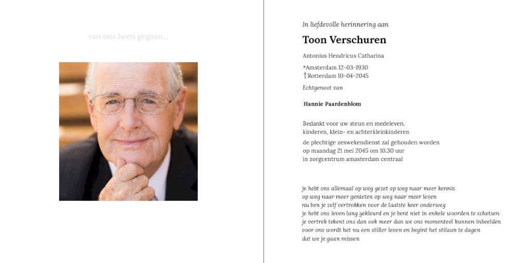 Gevouwen rouwkaart "Engel" Gevouwen rouwkaart "Engel"