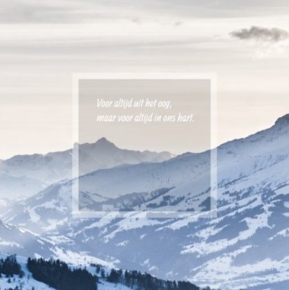 Gevouwen rouwkaart "Besneeuwde bergtoppen"