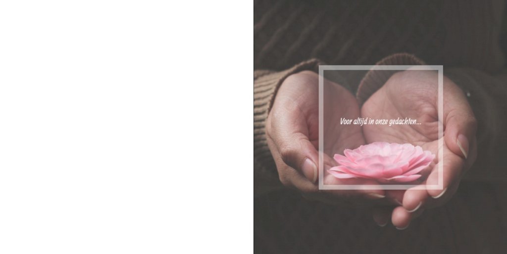 Gevouwen rouwkaart "Bloem in gevouwen handen" Gevouwen rouwkaart "Bloem in gevouwen handen"