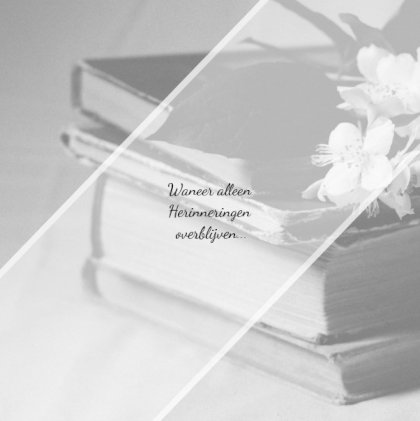 Gevouwen rouwkaart "Boeken"