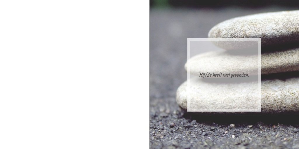 Rouwkaarten afbeelding gestapelde platte stenen en foto aan binnenzijde Rouwkaarten afbeelding gestapelde platte stenen en foto aan binnenzijde