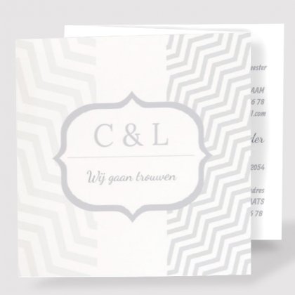 Drieluik trouwkaart "Motief & Grijs"