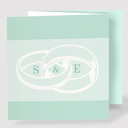 Drieluik trouwkaart "Ringen & Mintgroen"