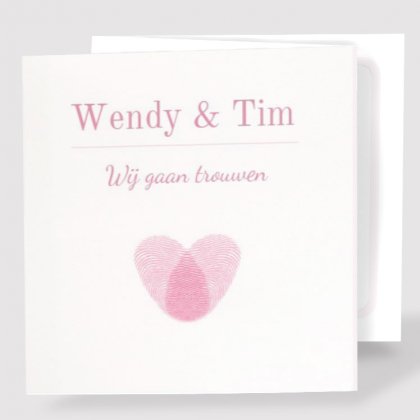 Drieluik trouwkaart "Vinger afdrukken"