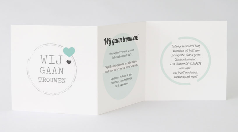 Drieluik trouwkaart "Wij gaan trouwen" Drieluik trouwkaart "Wij gaan trouwen"
