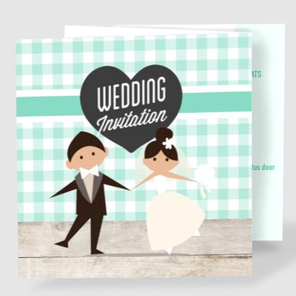 Drieluik trouwkaart "Dansend bruidspaar"