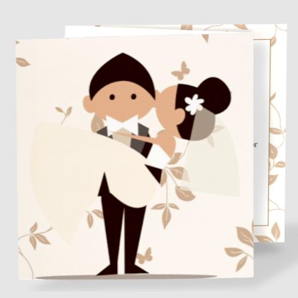 Drieluik trouwkaart "Verliefd bruidspaar"