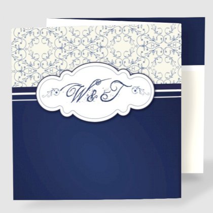 Drieluik trouwkaart "Delfsblauw"