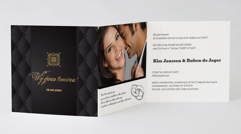 Drieluik fotokaart "Black and Gold" Drieluik fotokaart "Black and Gold"