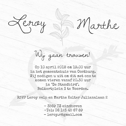 Magneetkaartje met hart en tak op hout Magneetkaartje met hart en tak op hout