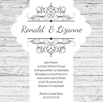 Magneetkaartje sierlijk tekstkader op hout