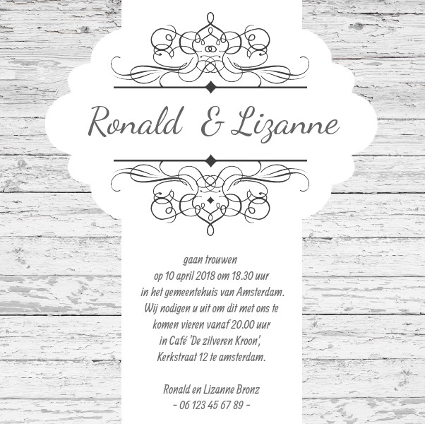 Magneetkaartje sierlijk tekstkader op hout Magneetkaartje sierlijk tekstkader op hout