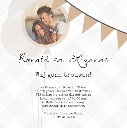 Foto magneetkaart "Vlaggetjes en ballon"