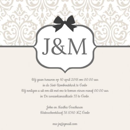 Magneetkaartje met barok en kader met strikje