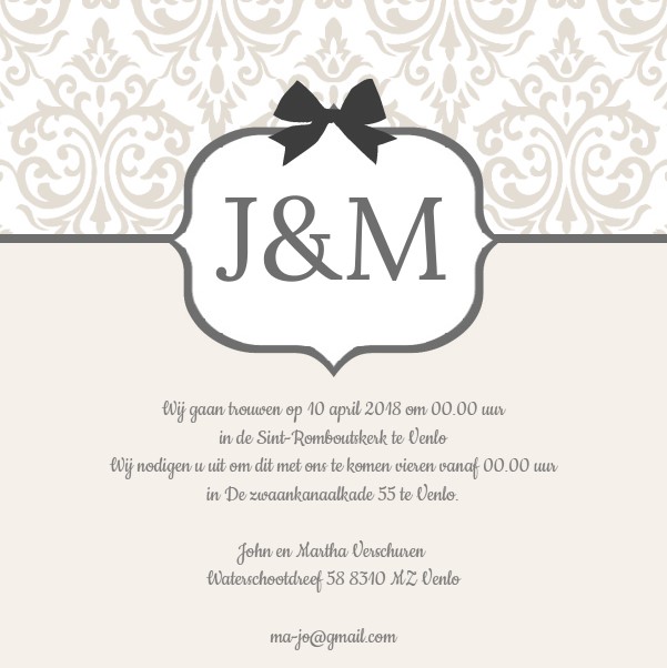 Magneetkaartje met barok en kader met strikje Magneetkaartje met barok en kader met strikje