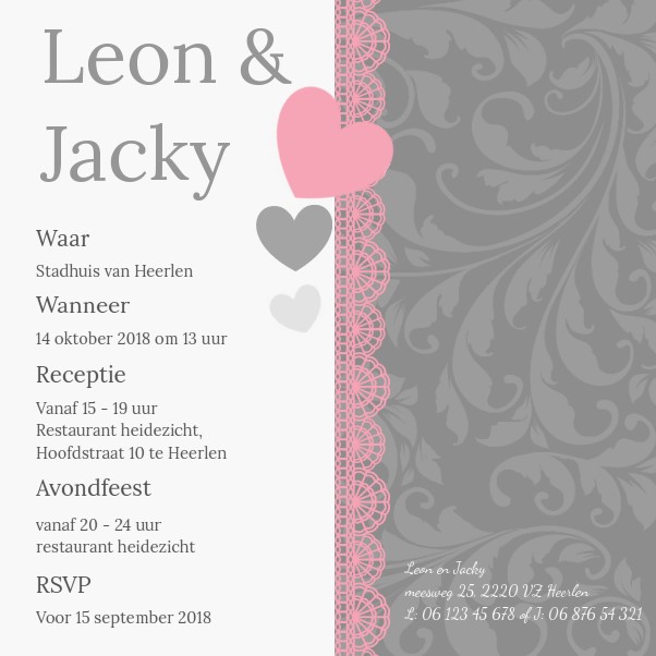 Magneetkaartje met hartjes op barok achtergrond Magneetkaartje met hartjes op barok achtergrond